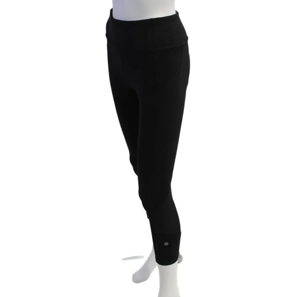 Lululemon Women Ankle Cropped Leggings Black Nylon Zip Size 2_2